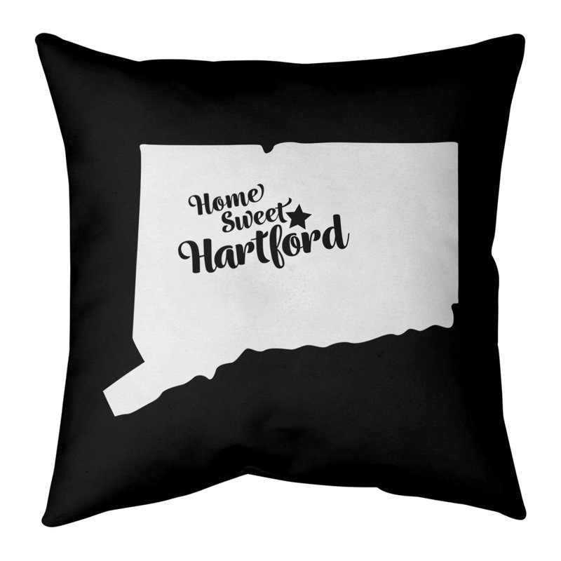 Leather/Suede Reversible Throw Pillow, 16" x 16", Black, Hartford