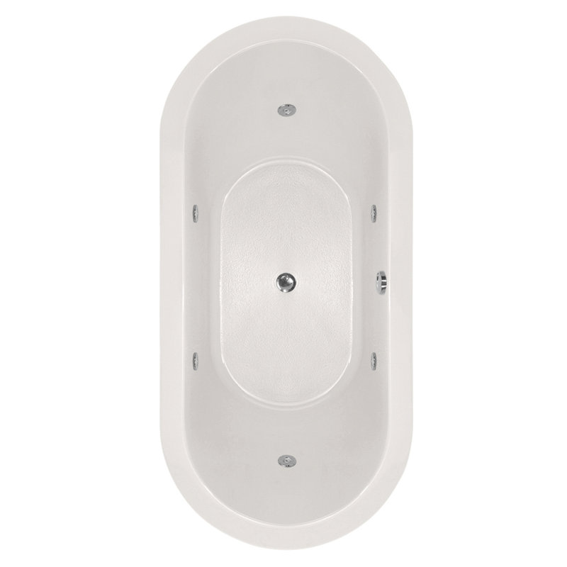 Elle 72'' L Whirlpool Bathtub, White, Polished Nickel