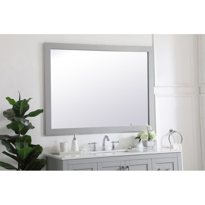 Metcalfe Solid And Engineered Wood Flat Wall Mirror, 36" x 48" , Gray