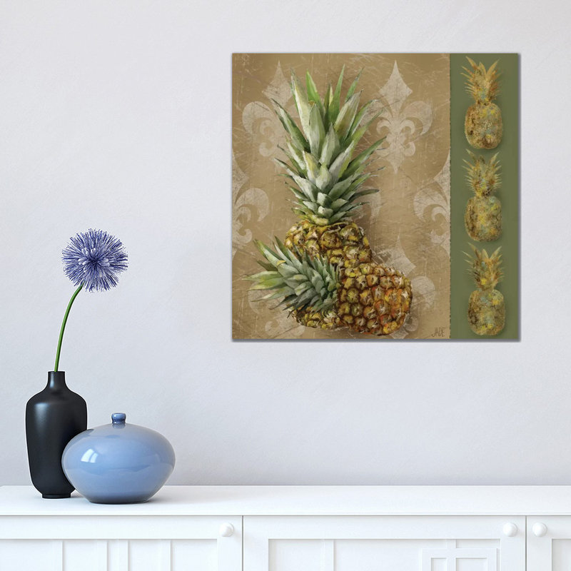 Pineapple Welcome II by Jade Reynolds - Wrapped Canvas Painting, 45.72 cm H x 45.72 cm W x 3.175 cm D
