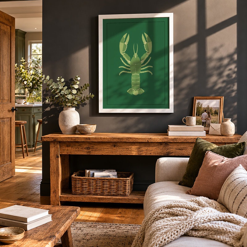 Lobster Study Botanical - Framed Print, A4 - 29.7 x 21.0 cm, White