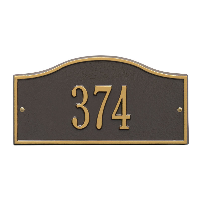 Plaque d'adresse murale sur 1 ligne Rolling Hills, Bronze et doré, Oui