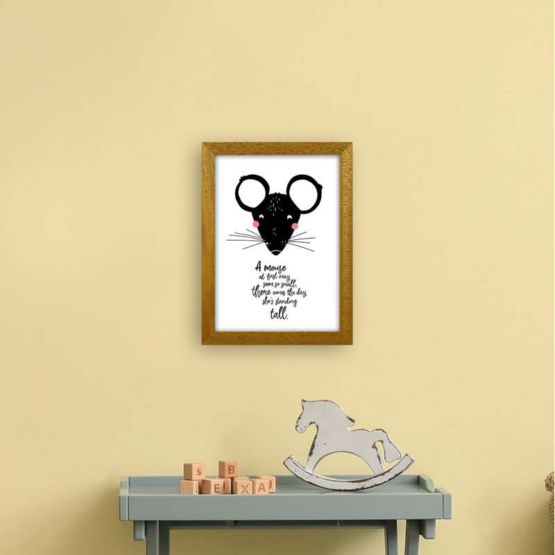 Mouse by Miniofmine - Print, 34cm H x 25cm W x 3cm D, Brown Framed