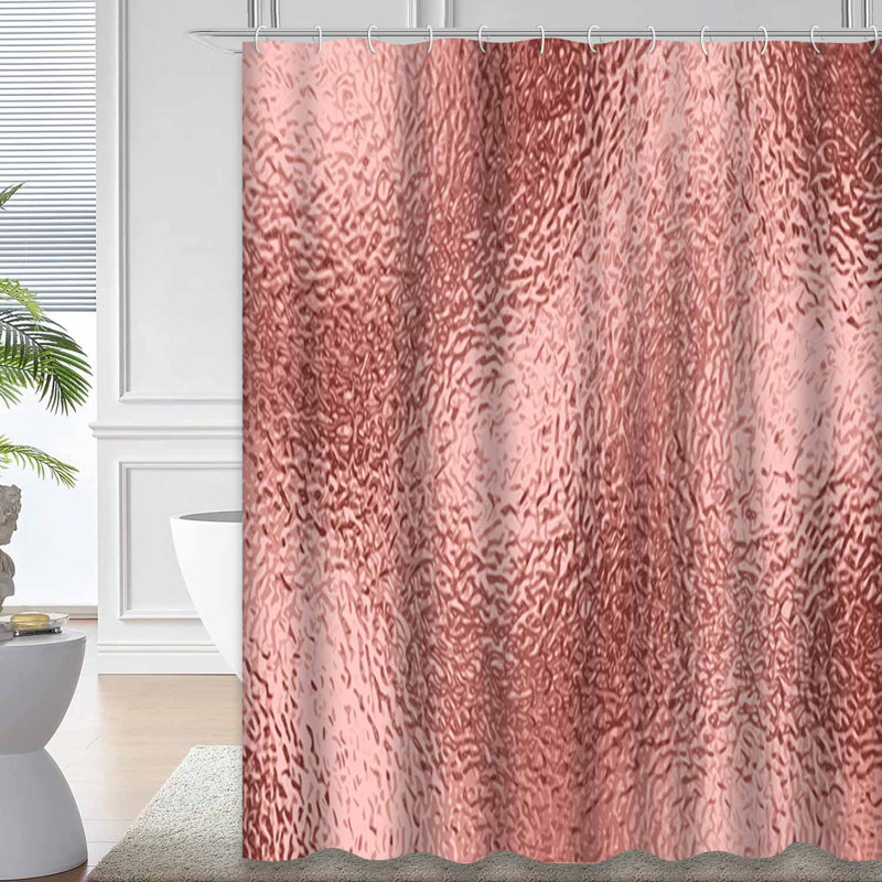 Rideau de douche doré à surface brillante avec 12 crochets, 72" L x 84" W