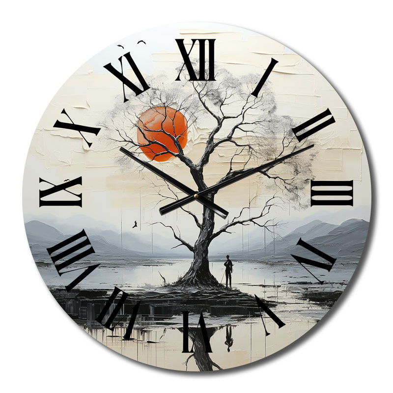 Horloge murale minimaliste grise rouge, Petit
