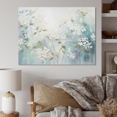 Garden Landscape Canvas Wall Art, Blue Tranquil Floral Print - Blue Tranquil Gardens I