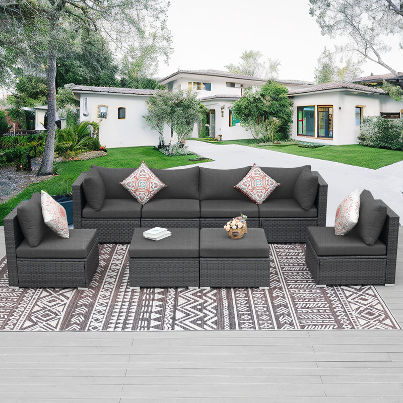 Delaili Hokku Designs 14-Piece Outdoor Patio 27 x 27x 4.1'' Cushion Cover, Dark Gray