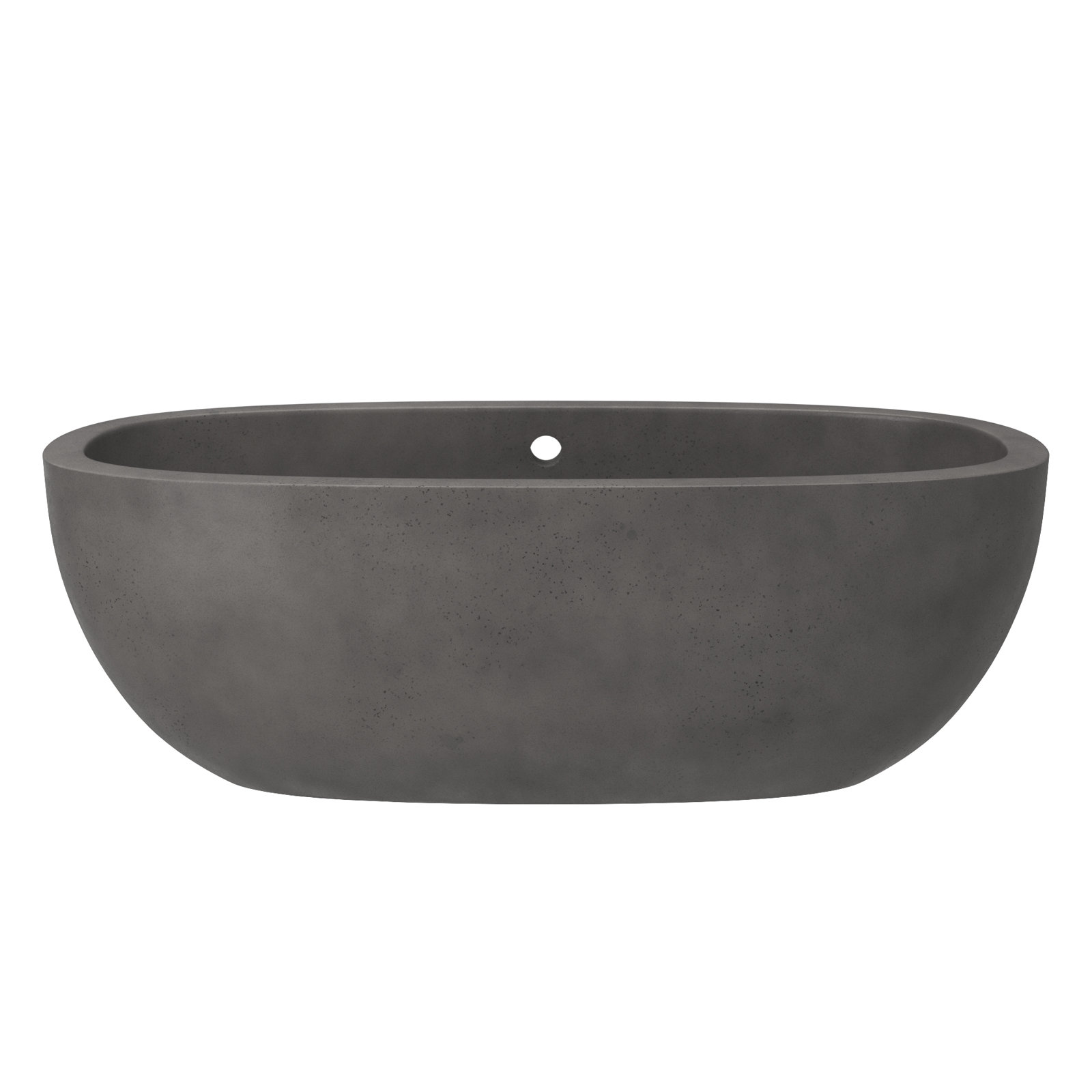 Avalon NativeStone Concrete Freestanding Oval Soaking Bathtub, Slate, 23" H x 36" W x 72" L
