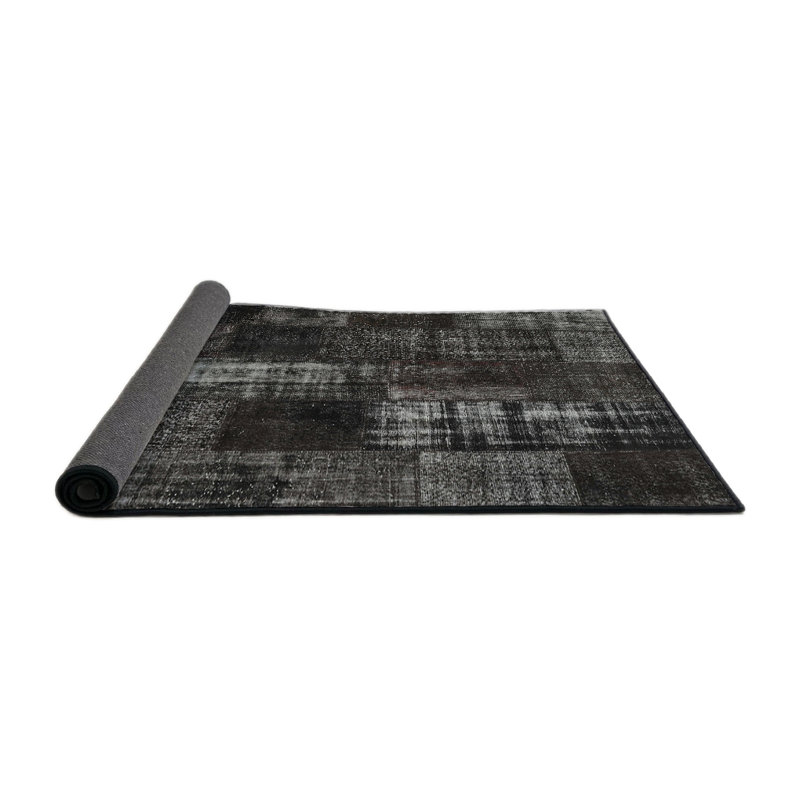 Tapis contemporain gris anthracite / gris, Carré 3 pi