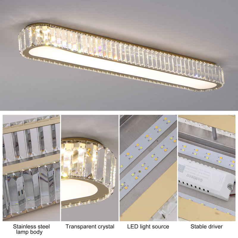 Tranae 38.6" Crystal LED Dimmable Flush Mount Light