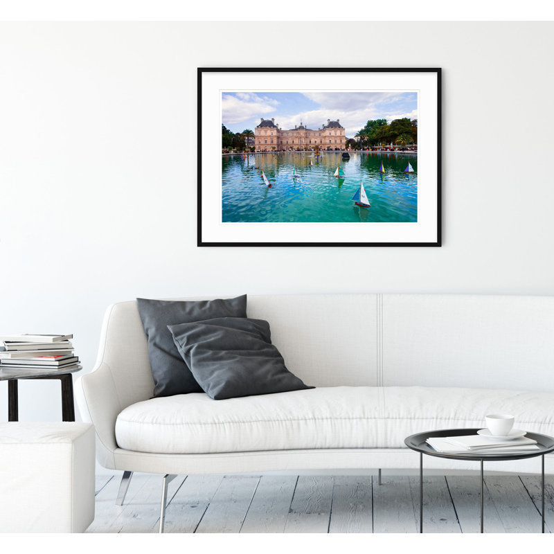 Luxembourg Garden Sailboats - Picture Frame Photograph on Paper, 28.5" H x 40" W, Black Framed