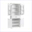 Armoire de rangement pour salle de bain avec portes et tiroir, plusieurs espaces de rangement, tablette réglable-1432401959