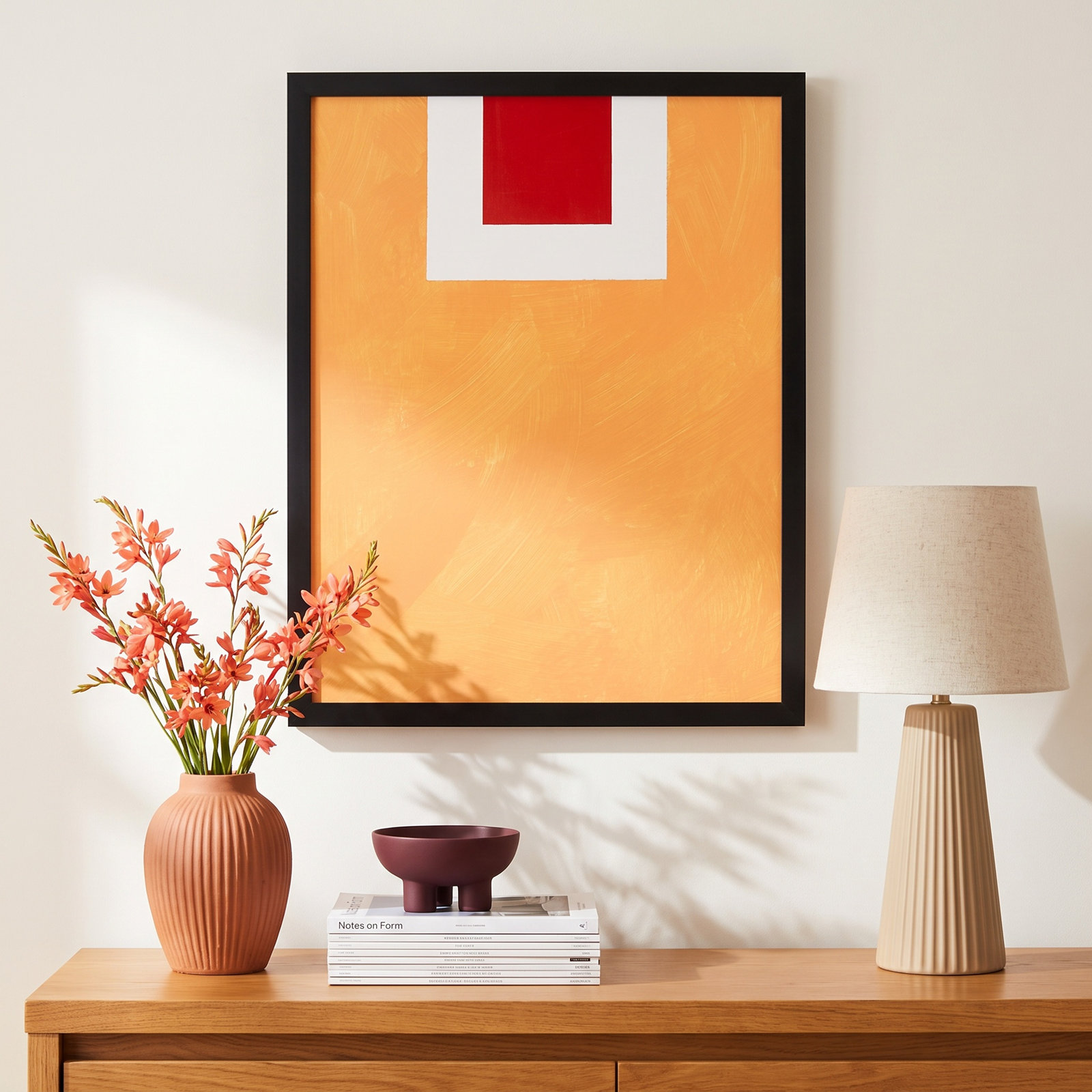 Square Sunrise Print by Robert Kamnatnik, 20" H x 16" W x 1.25" D, Black Framed Paper