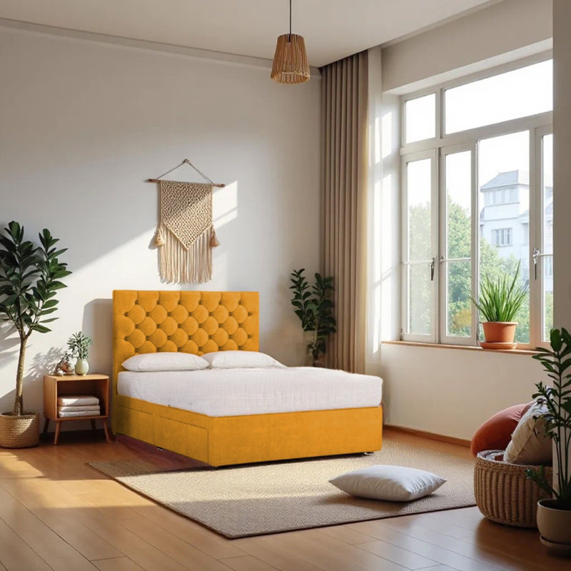 Divan Bed Set, Mustard, Small Double (4')