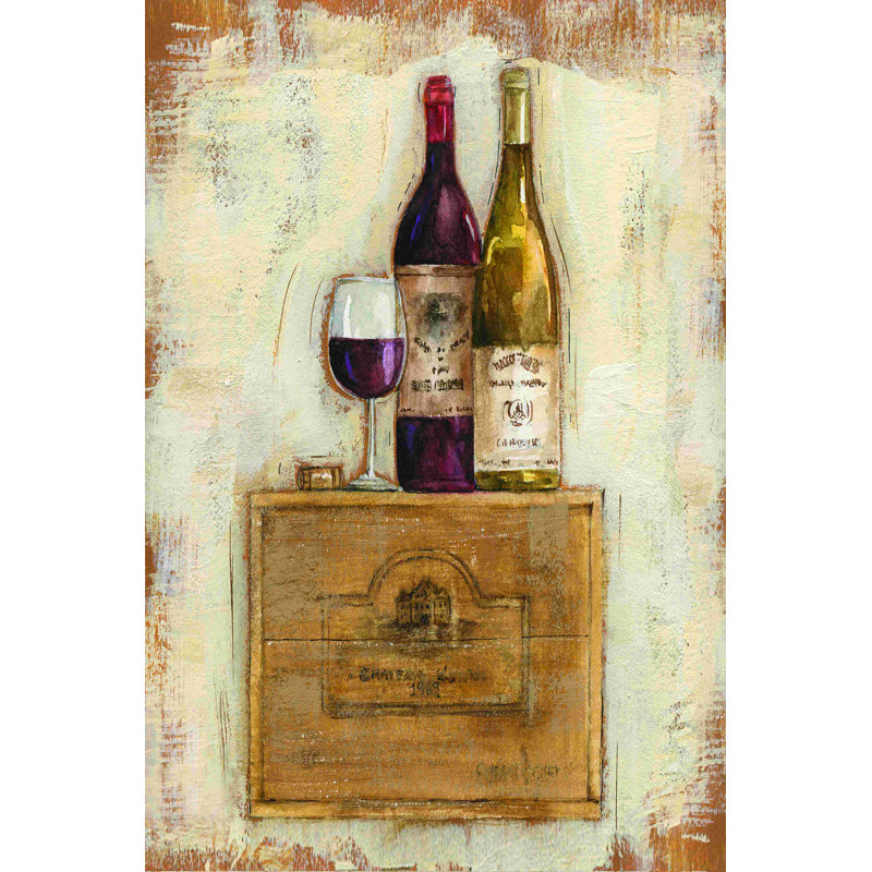 Bouteilles de vin - peinture sur toile tendue, H 30 po x l 20 po