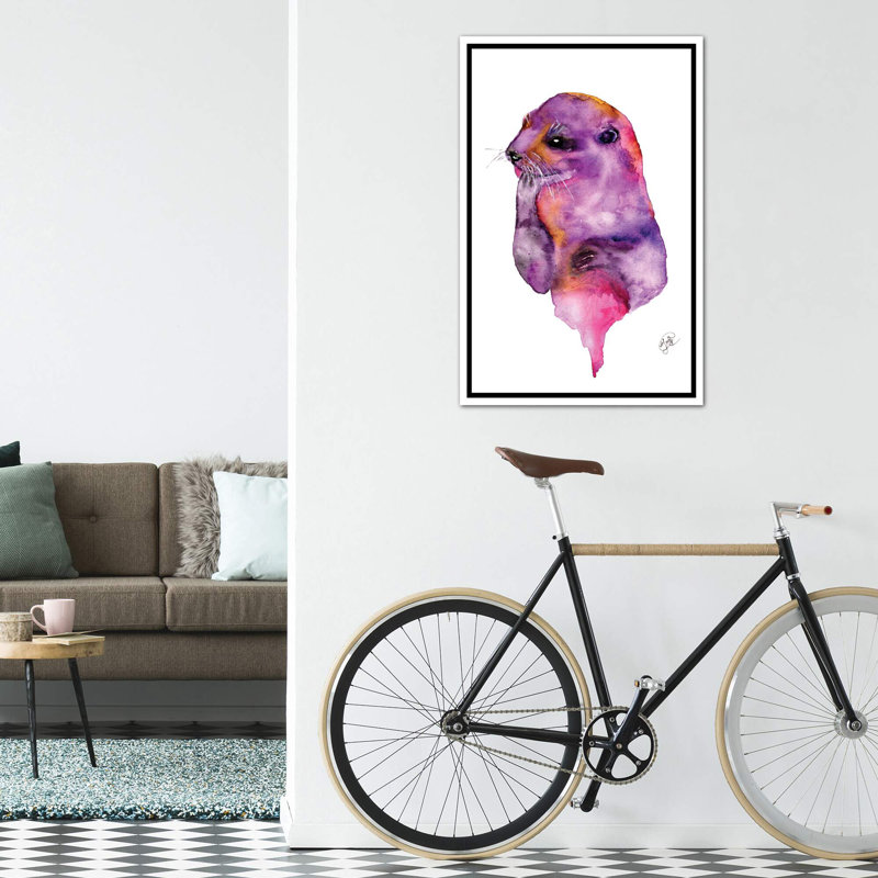 Loutre, art sur toile, H 26 po x l 18 po x P 1,5 po, Toile blanche encadrée