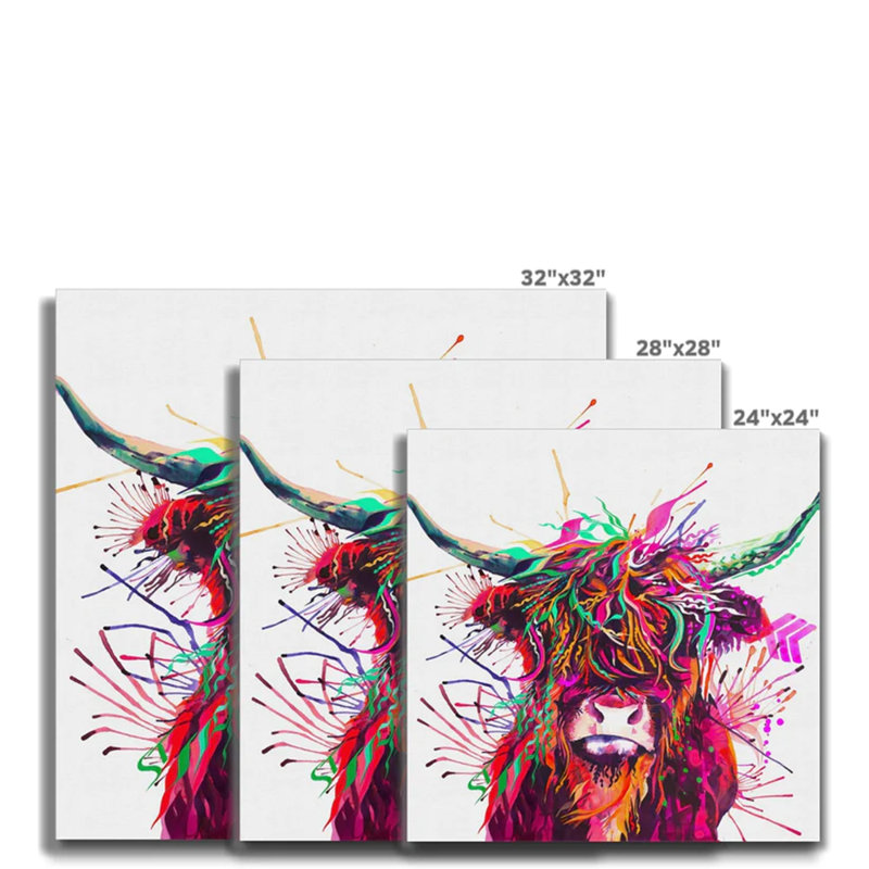 Agatha the Highland Cow - Wrapped Canvas Art Prints from Sarah Taylor Art, 70cm H x 70cm W