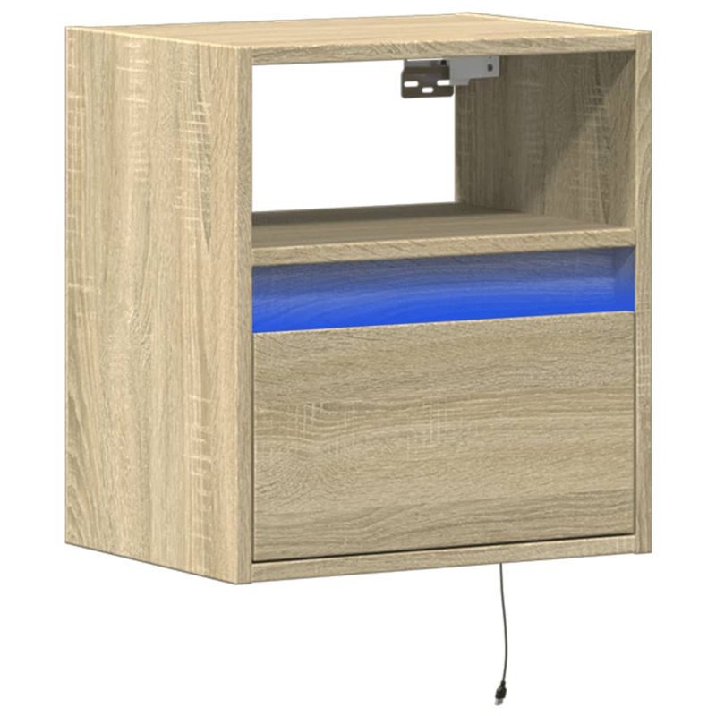 Costache 41cm W Bedside Table, Sonoma Oak, 2