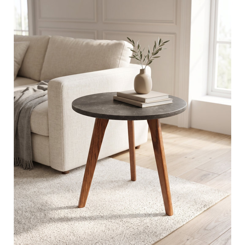 Table d'appoint ronde de 15 po avec pieds noyer Oddone
