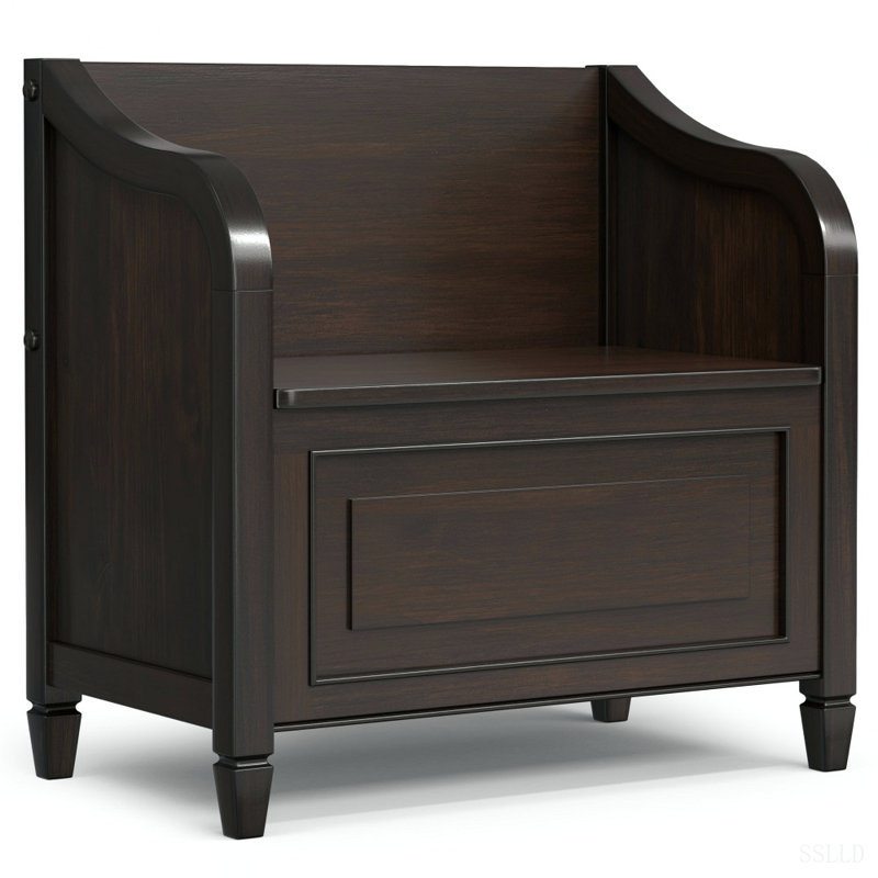 Banc de rangement en bois massif Connaught, H 29,5 po x L 18,2 po x P 30 po