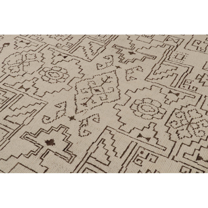 Moroccan Hand Knotted Wool Geometric Area Rug, Rectangle 6' x 9'