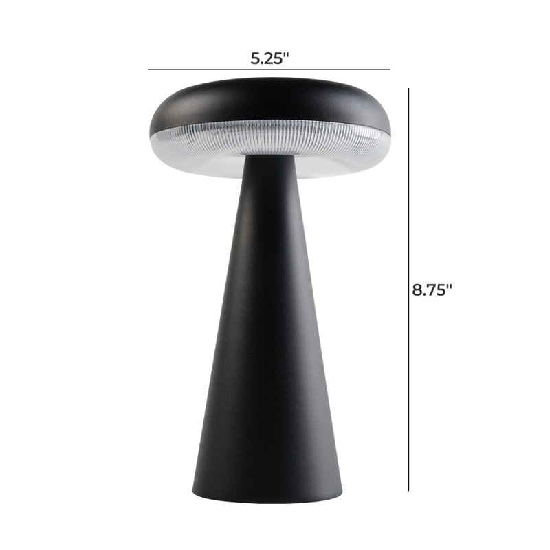 MUSHROOM Solar&Battery Powered Outdoor Table Lamp, Black