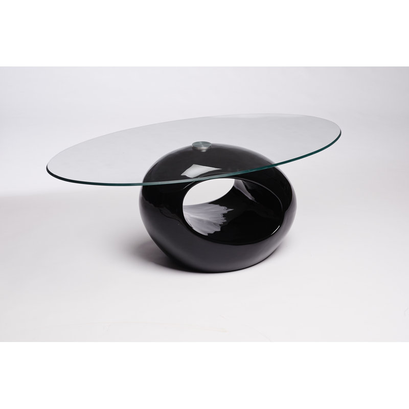 Aleshire Solid Coffee Table with Storage, Black, Clear