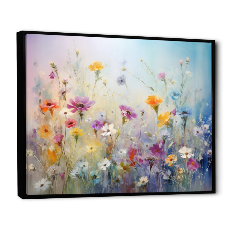 Wildflowers Blossoming Dreams - Art mural fleurs sauvages, Noir, H 12 po x l 20 po, Floater Framed Print
