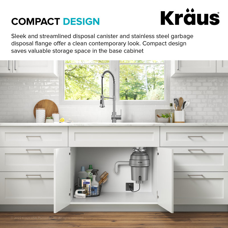 Matte Gray Stainless Steel Continuous Feed Garbage Disposal