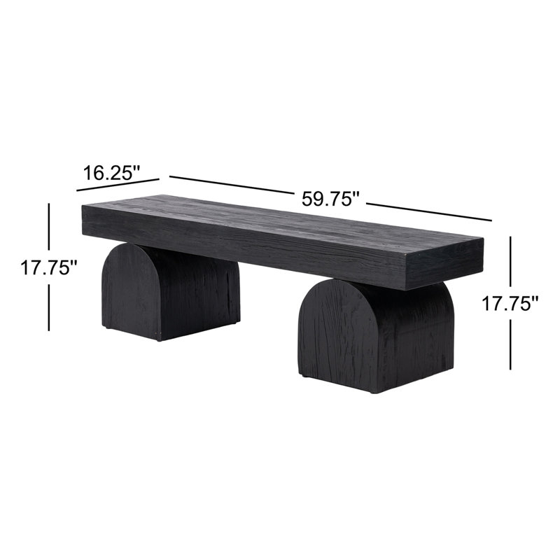 Keane Solid Wood Bench, Reclaimed Natural Elm