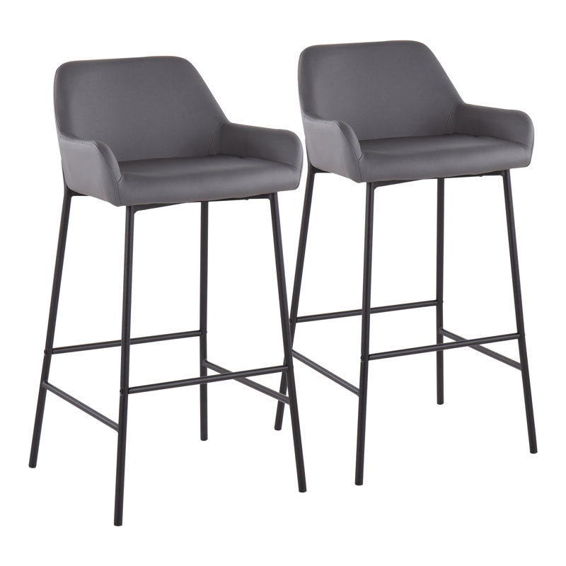 Cassiopeia Upholstered Counter Stool with Metal Frame, Black, Gray, Bar Stool (30” Seat Height)