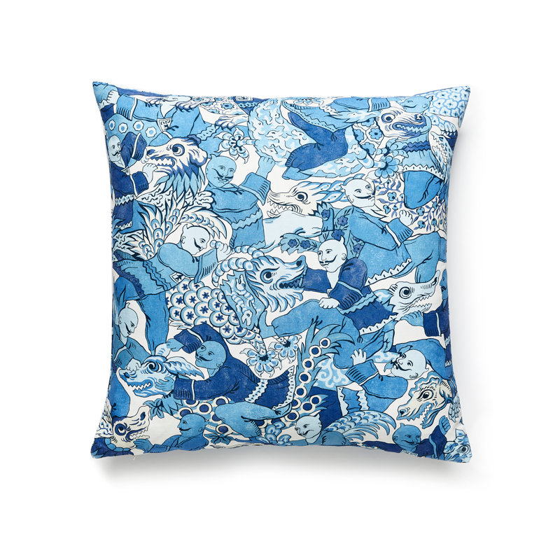 Chinois Chic Linen Square Pillow Cover & Insert, Porcelain