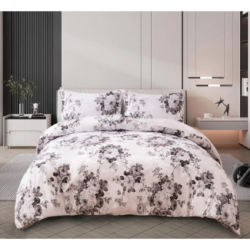 Cotton Duvet Cover Set with Pillowcases Included, Grey Vintage Look, Single Duvet Cover Set + 1 Standard Pillowcase