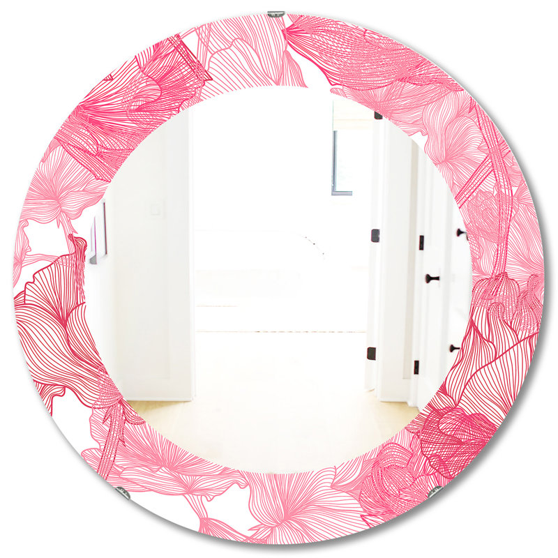 Pink Spheres 9 - Miroir traditionnel, H 31,5 po x l po