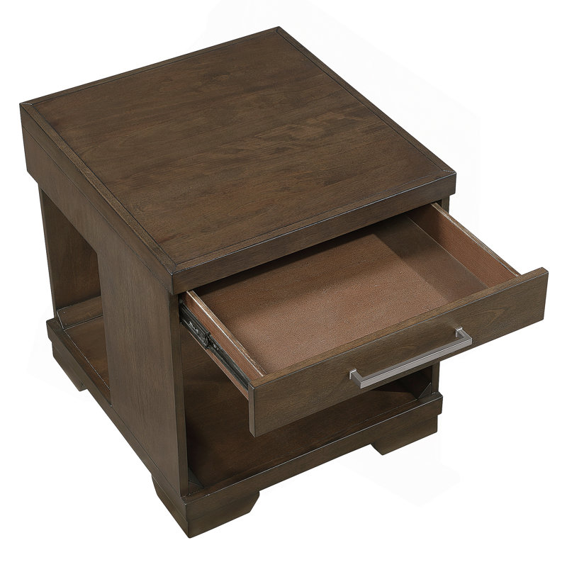 Table de bout de style moderne avec finition espresso et tiroir en queue d'aronde