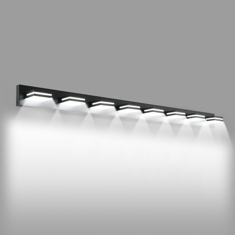 8 Light LED Bathroom Vanity Light Wall Mounted with Rotatable Heads Modern Metal Fixture – Black, Matte Black, 8 Lights