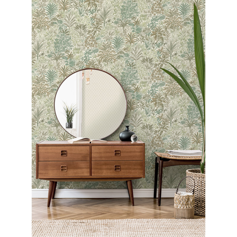 Palm Landscape Italian Heavyweight Wallpaper, Green