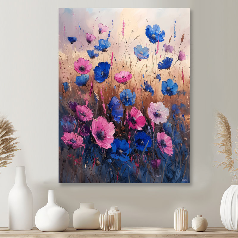Décoration murale bleu, bleu, printemps et bleuet, H 32 po x l 16 po x P 1 po, Métal métal