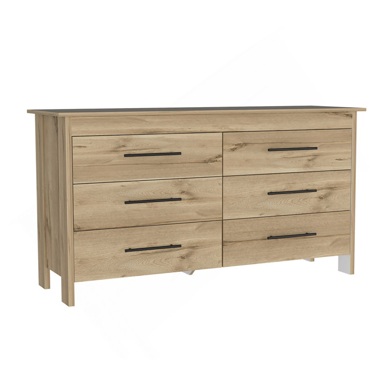 Commode double 6 tiroirs Hms, quatre pieds, plateau supérieur, Multi-couleur