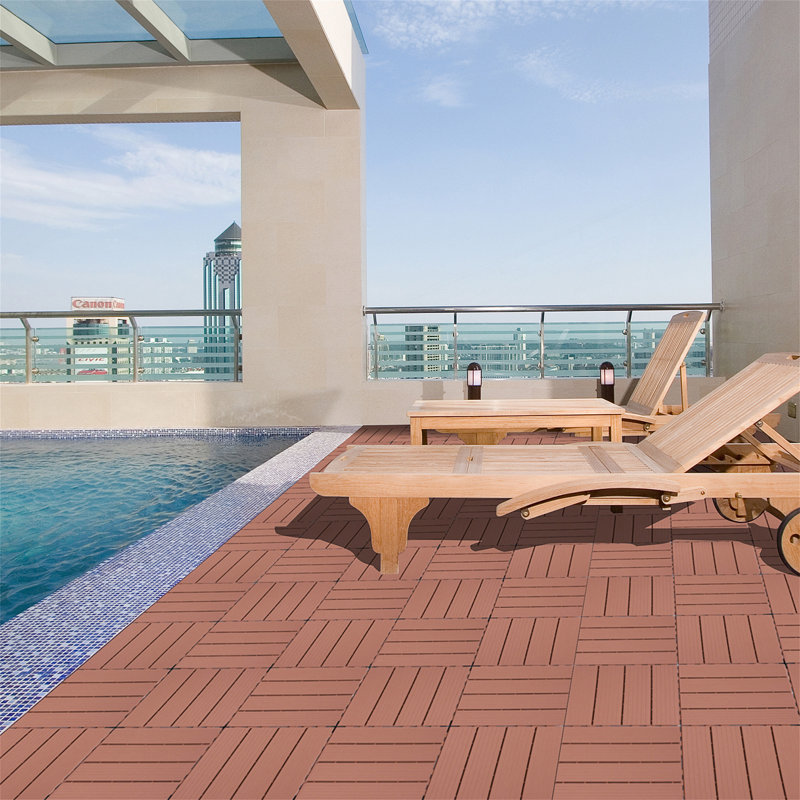 Carreaux de terrasse emboîtables en plastique, 12,00 po x 12,00 po (paquet de 44), plancher de patio extérieur imperméable pour toutes les saisons