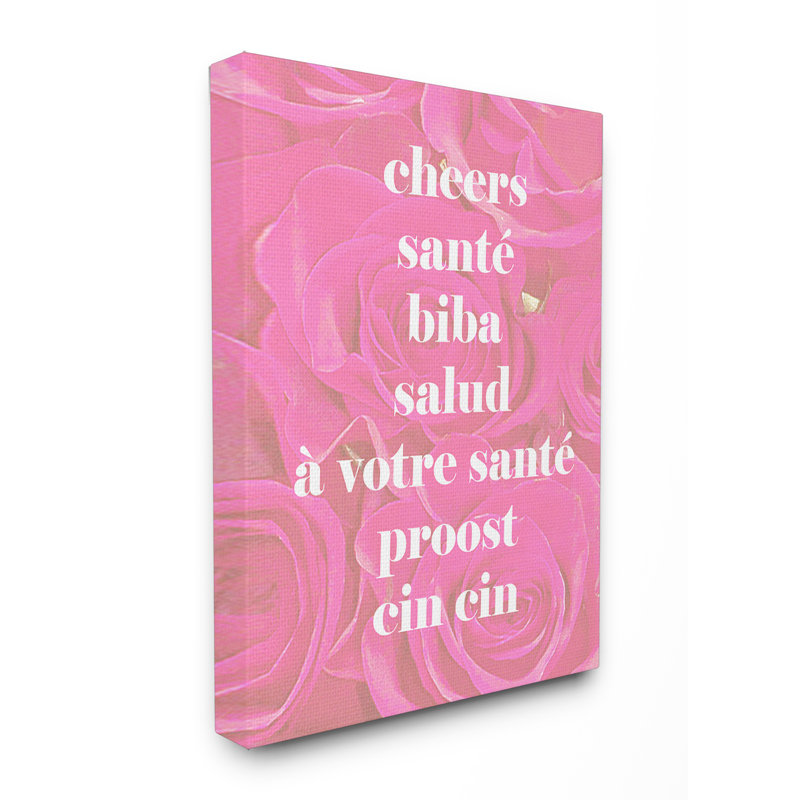 Art mural sur toile «Cheers in différentes langages» par House of Lulu, H 20 po x l 16 po x P 1,5 po, Toile tendue