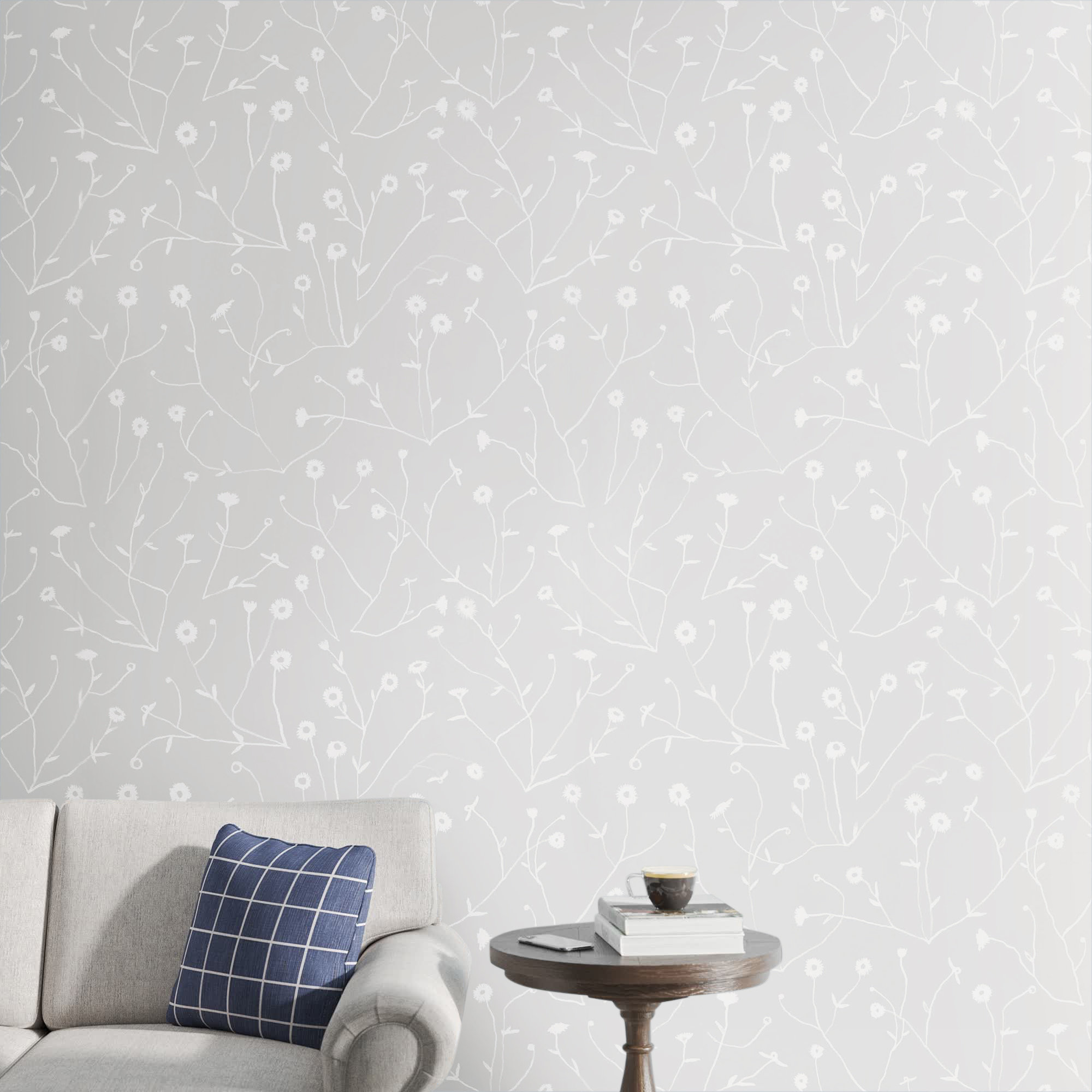 Keyes Floral Wallpaper, Light Gray