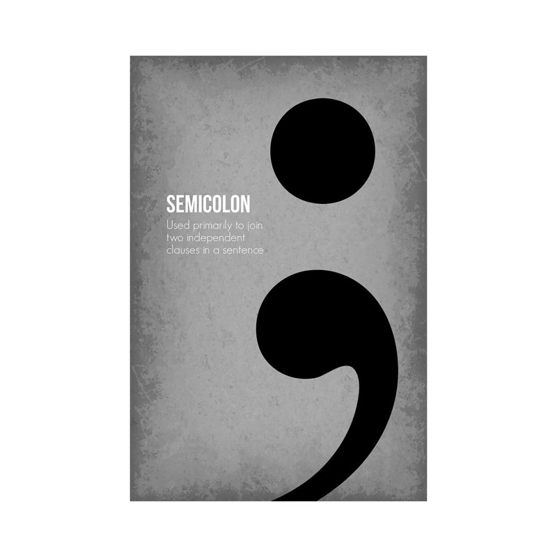 «Semicolon» par GetYourNerdOn - impression sur toile tendue, H 40 po x l 26 po x P 1,5 po