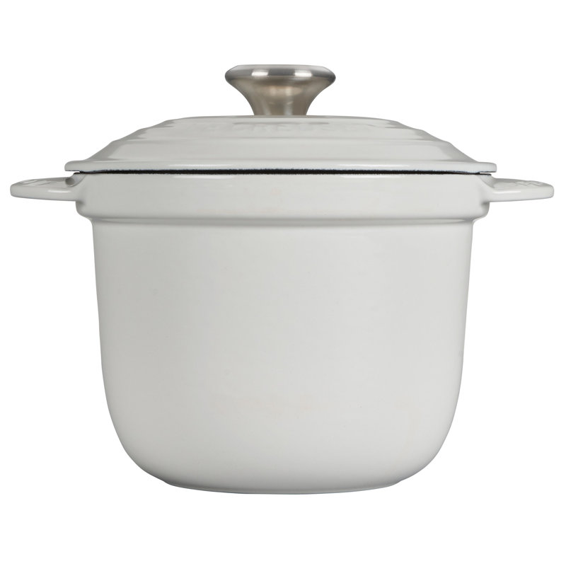 Le Creuset Enameled Cast Iron Rice Pot with Lid and Steamer Insert, White