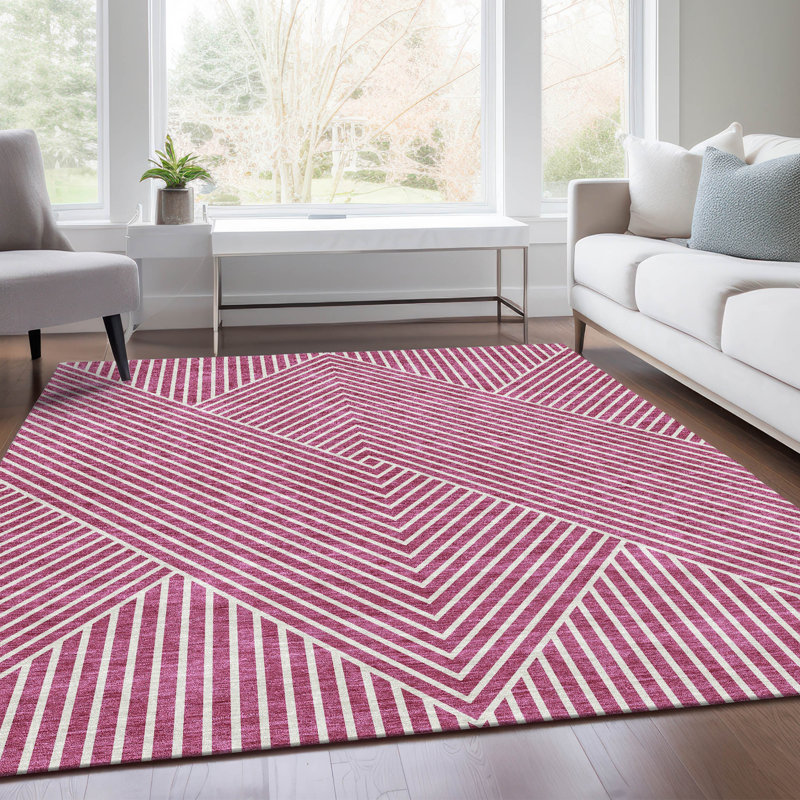 Premium Machine Washable Prisco Blush Rug, Rectangle 10' x 14'