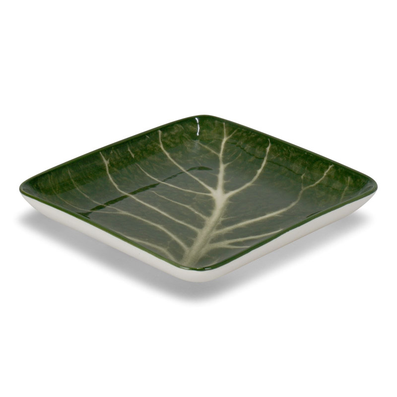 Plat de service en porcelaine Winston Porter Ramvir, Vert