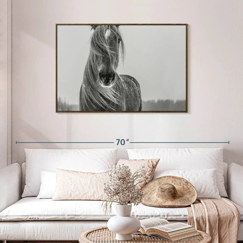Cheval d'hiver, Cadre flottant noyer, 43 po x 29 po