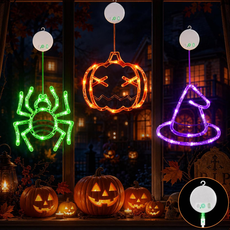 Guirlande de citrouilles-citrouilles d'Halloween rechargeables, lot de 3