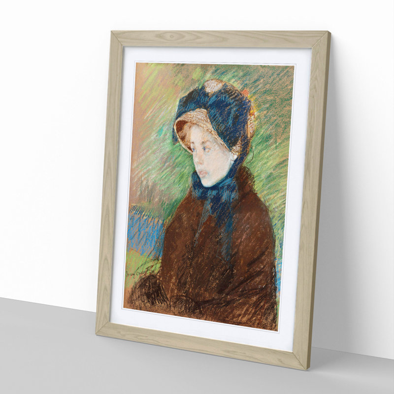 Susan in a Straw Bonnet by Mary Cassatt - Picture Frame Painting, Oak Framed, 36cm H x 27cm W x 2cm D