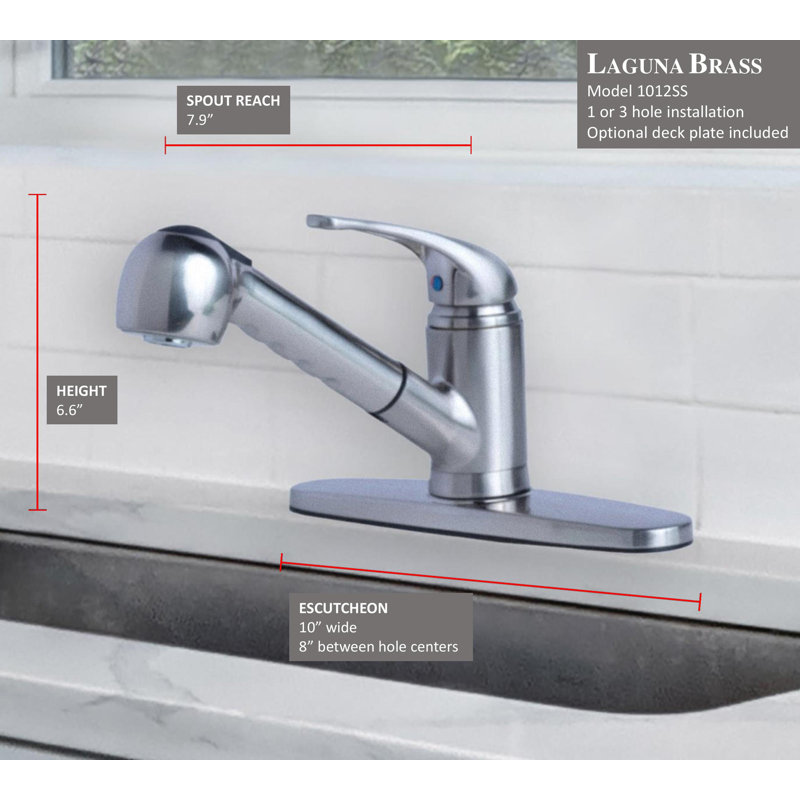 Robinet de cuisine extractible à poignée simple avec douchette latérale, Acier inoxydable